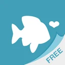 2016 app icon: a flat white fish with a heart and a FREE page curl
