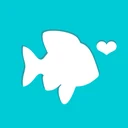 2019 app icon: a white fish with a heart on turquoise