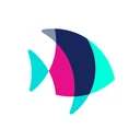 2020 app icon: the angelfish in fuchsia, turquoise and navy