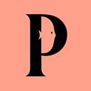 2023 app icon: a serif P with a fish in its bowl, on salmon