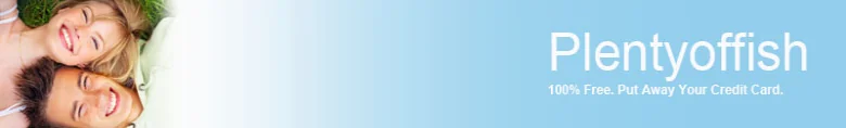 Plentyoffish header with a photo of a smiling couple, 2008