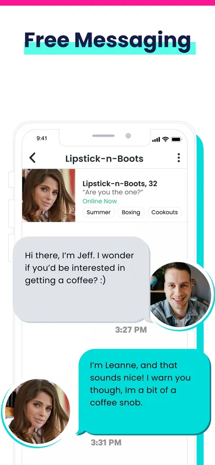 August 2021 App Store screenshot: Free Messaging over a chat.